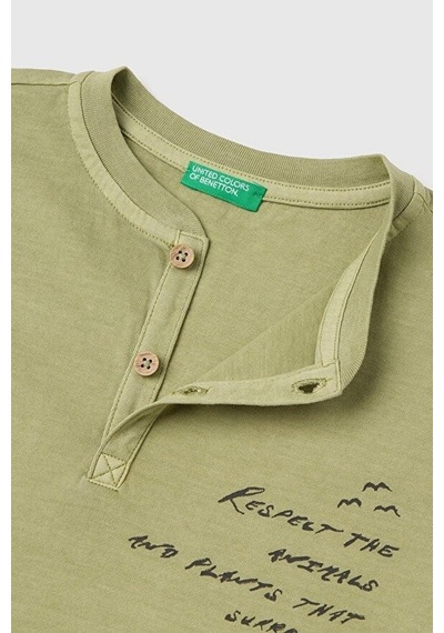 United Colors Of Benetton Erkek Çocuk Haki Baskı Detaylı Düğmeli Yuvarlak Yaka T-shirt 6-14 Yaş -2852 United Colors Of Benetton Erkek Çocuk Haki Baskı Detaylı Düğmeli Yuvarlak Yaka T-shirt 6-14 Yaş -2852