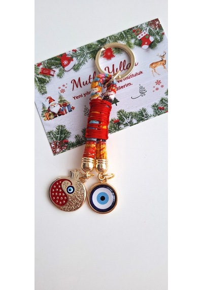 Yeni Yıl Hediyesi Özel Tasarım Bolluk Bereket Nar Anahtarlık 11,5 Cm
