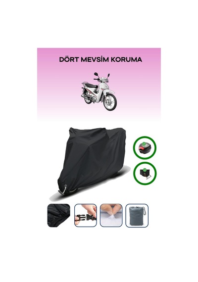 Siyah Arka Çanta Ve Kilit Uyumlu Yuki Yk-100-7a Gusto Uyumlu Motor Brandası
