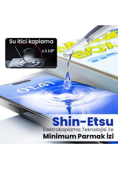 Klasse Magıc-box İphone 15 Pro Max Ekran Koruyucu Cam Tozsuz Hizalama Tam Kaplama 9h Kırılmaz & Çizilmez