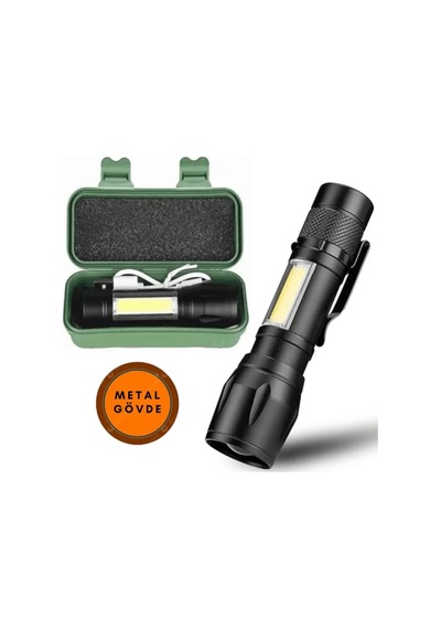 Q-max Xpe Usb Charge Zomlu El Feneri Siyah
