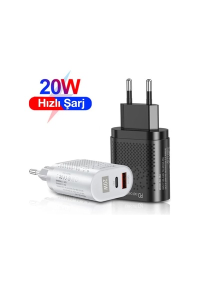Uslion 20w Usb Qc3.0 Şarj Pd3.0 Hızlı Şarj Aleti Şarj Başlık- 5775 Siyah