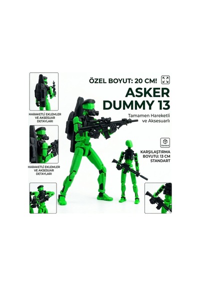 Dummy 13 Büyük Boy Asker Figür 20 Cm - Hareketli Eklemli 3d Figür Oyuncak