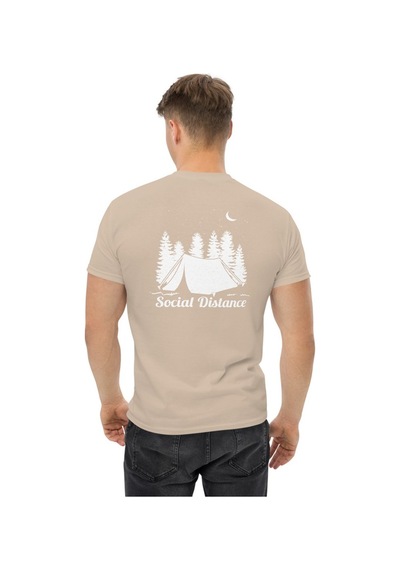 Wildstyle Social Distance Kamp Çadır Orman Doğa Sessizlik Baskılı Unisex Pamuklu Tişört Camel