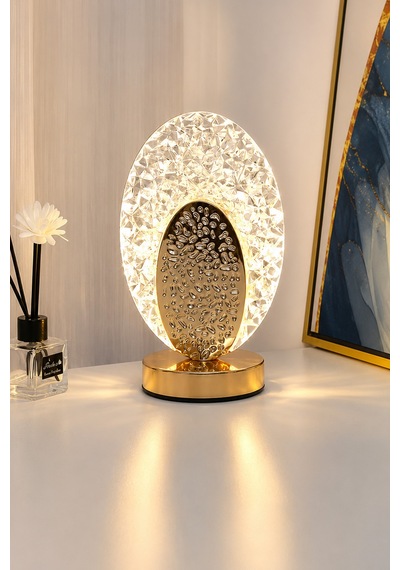 Oval Kristal Led Masa Lambası 3 Renk Işıklı Dekoratif Aydınlatma 8381888