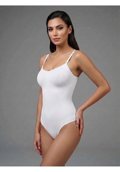 Kadın Dikişsiz Slip Body Ayarlanabilir Askılı String 3d Esnek Toparlayıcı Korse Beyaz