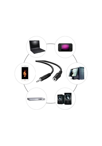 Elektromer El-8942 Siyah 3.5mm Stereo Erkek/dişi 10 Metre Uzatma Kablo Tarif Edildiği Gibi