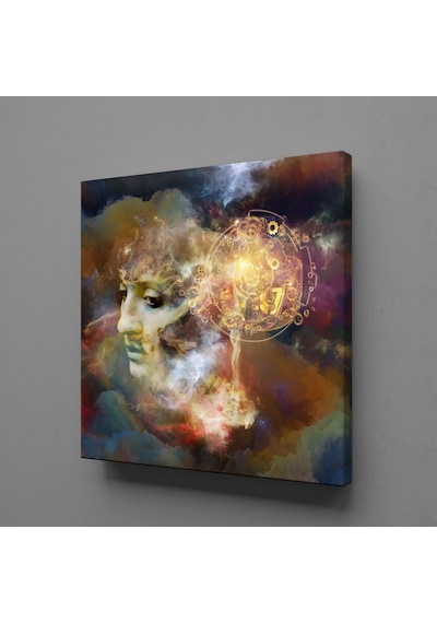 Renkli Kafa Kare Kanvas Tablo 100x100cm