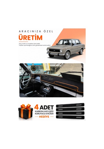 Tofaş Murat 124 1971-1977 Uyumlu Torpido Koruma Örtüsü Oto Kılıfı - Siyah Kahverengi
