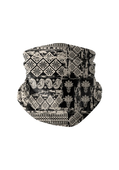 Bobrear Siyah Etnik Patchwork Desenli Çok Amaçlı Buff Bandana Boyunluk Çok Renkli