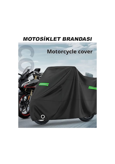 Reflektörlü Volta Vb2 Motor Brandası, Motosiklet Branda Siyah, Kilit Ve Bağlantı Tokası Uyumlu - Kar Su Yağmur Geçirmez