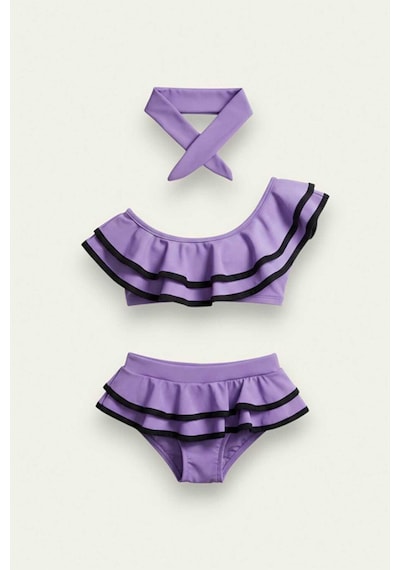 My Kids Wear Kız Çocuk Fırfırlı Ikili Bikini Takım Mor
