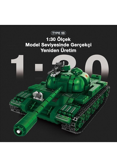 Reobrix 77035 World Of Tanks Çin Orta Tankı Type 59 Yaratıcı Yapı Blok Seti Building Blocks Chinese Medium Tank - 748 Parça