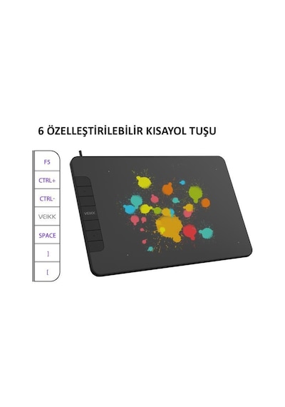 Veikk VK640 6x4" 16384 Levels 5080 LPI Grafik Tablet + Kalem