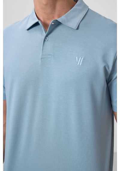Tommylife Tommy Life Buz Mavi Basic Göğüs Logolu Standart Kalıp Triko Polo Yaka Erkek T-shirt - 87768 Buz Mavi