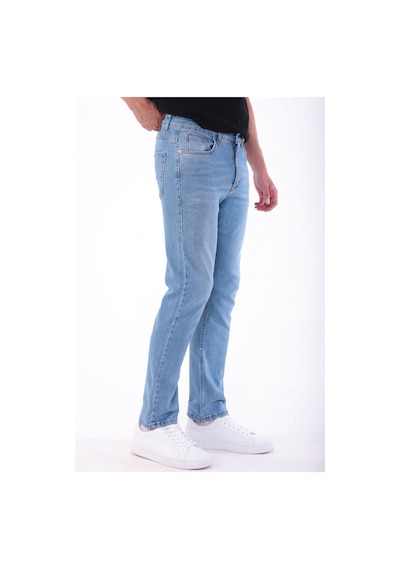 Blayn Jeans Erkek Mavi Diz İzi Yapmayan Pamuklu Esnek Denim Jean Kot Pantolon Regular Kalıp Buz