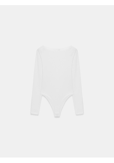 Dilvin 32549 Kayık Yaka Bodysuit-beyaz Beyaz