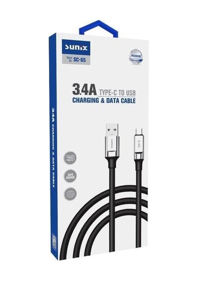Sc-65 3.4a Type-c Şarj Ve Data Kablosu Siyah Belirtilmemiş