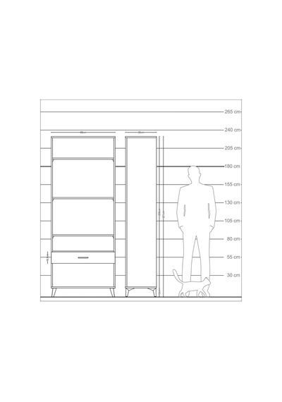 Arges Dolap 4 Raflı Tek Çekmeceli 88x30x221 Aytaşı-aytaşı Aytası