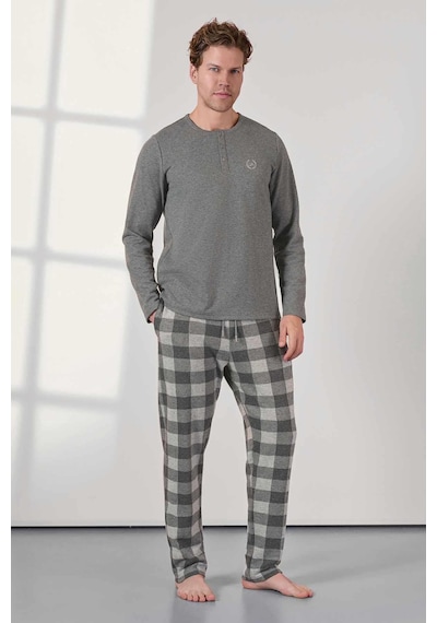 Doreanse Erkek Uzun Kol Jakarlı Gri Pijama Takım C6t3n5o4 001