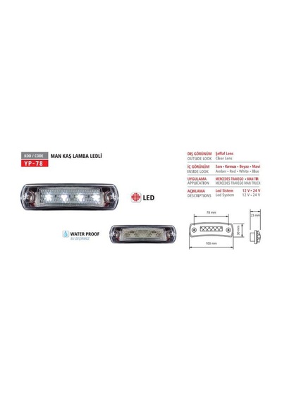 Tepe Lambası Ledli Beyaz 12v-24v Man Mercedes 2517 2521 Axor Travego