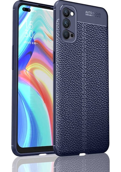 Oppo Reno 4 Kilif Tam Korumali Deri Görünümlü Silikon Kapak 463562317
