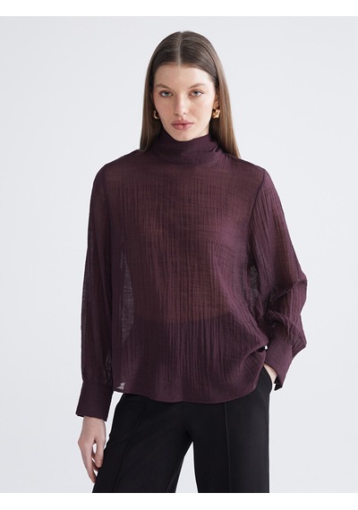 Lcwaıkıkı Classic Bordo Dik Yaka Dokulu Bluz