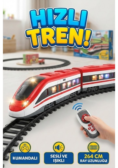 Uzaktan Kumandalı Mıknatıs Bağlantılı Hızlı Tren Seti - 49 Parça Sesli Ve Işıklı 264 Cm Raylı