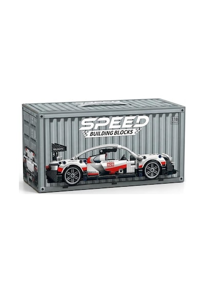 Toys E Toys Speed Building Blocks 1:18 Ölçek Çek Bırak Beyaz Yarış Arabası Yapı Blok Seti 455 Parça 9055-3