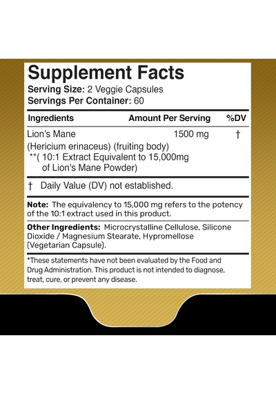 Wellness Labs Lions Mane Real Mushroom Brain, Memory And Focus Cognitive Immune 120 Caps Wellness Labs Lions Mane Real Mushroom Brain, Memory And Focus Cognitive Immune 120 Caps