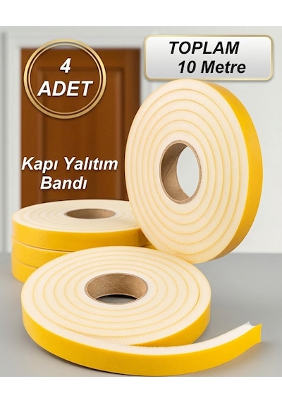 4 Adet X 2,5 Metre 10 Metre Yapışkanlı Kapı Bandı Isı Ve Ses Yalıtım Süngeri Soğuk Ve Toz Geçirmez 25 M