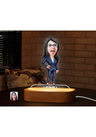 Bk Gift Kişiye Özel Kadın Karikatürlü Dekoratif 3d Biblo Led Işıklı Gece Lambası-11, Sevgiliye Hediye, Arkadaşa Hediye, Doğum Günü Hediyesi Kobitmeyen