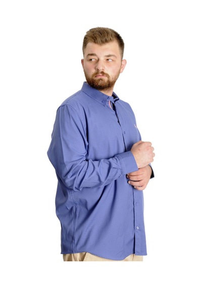 Mode Xl Büyük Beden Erkek Gömlek U.kol Tom Oxford 23303 İndigo 001