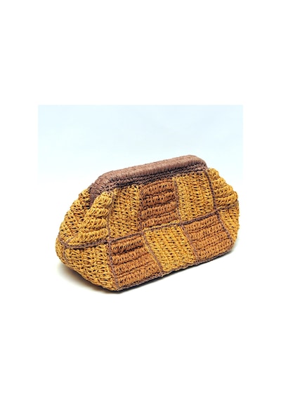 Handmade Kağıt İp Motifli Burslu Tasarım Çanta Kahverengi