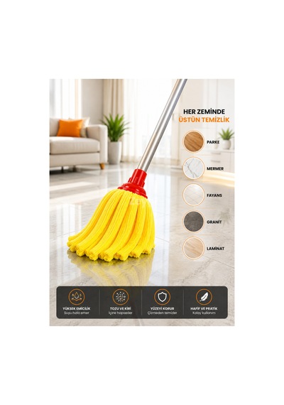 Mikrofiber Havlu Mop Yedek Paspas Ucu 115 Gr Yüksek Emici, Parke, Fayans Ve Mermer İçin Çok Renkli