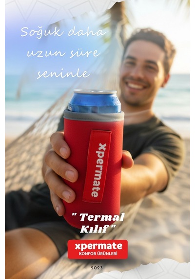 Xpermate Termal İçecek Kılıfı Sıcak & Soğuk Tutan Kutu Bira Termal Kılıf 0,5l Kırmızı