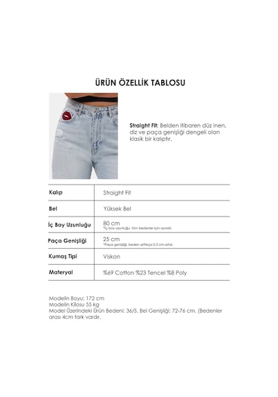 Kadın Ice T-12s6-3 Straight Fit Özel Tasarım Denim Jean Ice Kot