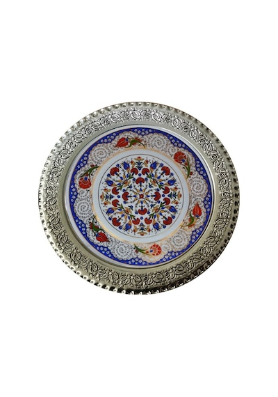 Armada Çini Prt 41 25 Cm Mavi Altın Yaldızlı Lale Karanfil Tabak