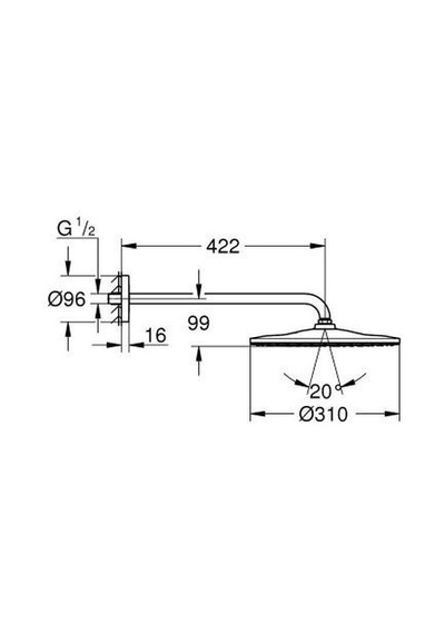 Grohe Rainshower Mono 310 Baş Duş Seti 422 Mm, 1 Püskürtme - 26558dc0 Gümüş