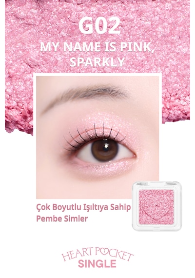 Peripera Heart Pocket Single G02 My Name İs Pink Sparkly G02