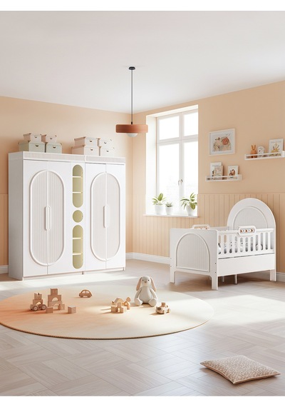 Athena Çocuk Odası, Athena 4 Kapaklı Dolap Ve Kitaplık, Athena Büyüyen Beşik - Beyaz Athena Çocuk Odası, Athena 4 Kapaklı Dolap Ve Kitaplık, Athena Büyüyen Beşik - Beyaz