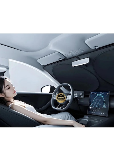 Trakmats Byd Seal U Dm-i İle Uyumlu Oto Ön Cam Güneşlik, Katlanabilir Milfonlu Yuvarlak, Uv Koruma, Kılıflı, 150x70 Cm, Üniversal 64626806