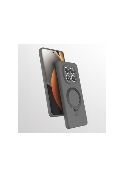 Xiaomi Redmi Note 15 Pro Kılıf M-safe Şarj Özellikli Standlı Premium Kapak Gri Gri