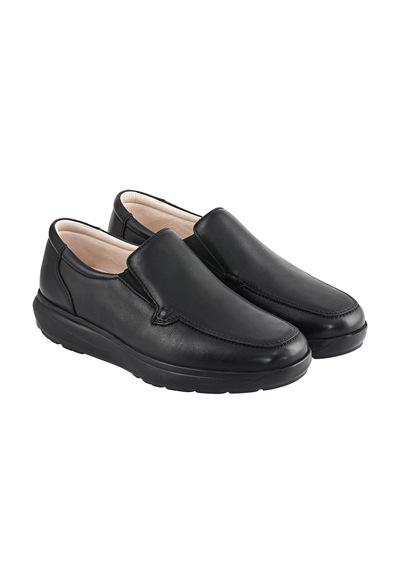 Dr. Comfort 10.013 Rocker Bottom Tabanlı, Gümüş İyonlu Hakiki Deri Erkek Ayakkabısı Siyah