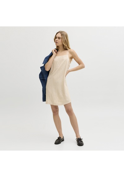Kadin Kare Yaka Kolsuz Elbise - Almira - 12294717 Feather Gray