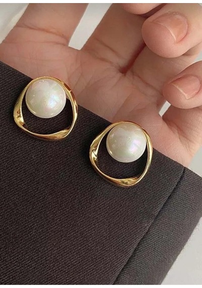 Lunarie İnci Altın Çember Çivili Küpe Vintage Zarif Kararmaz