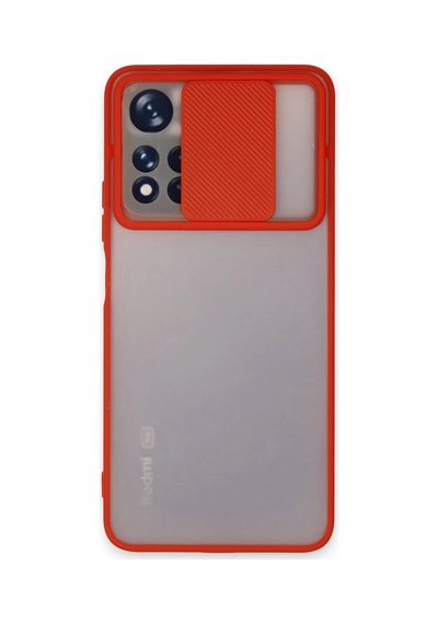 Newface - 590 - Xiaomi Redmi Note 11 Pro Plus 5g Kılıf Palm Buzlu Kamera Sürgülü Silikon - Csmo-tex - - Kırmızı
