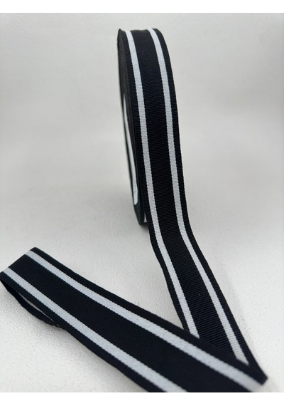3 Cm Çizgili Grogren Şerit-5 Metre-siyah/beyaz
