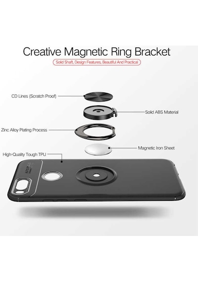 Xiaomi Mi A1 Yüzüklü Manyetik Ravel Kilif Kirilmaz Ekran Koruyucu 514180289
