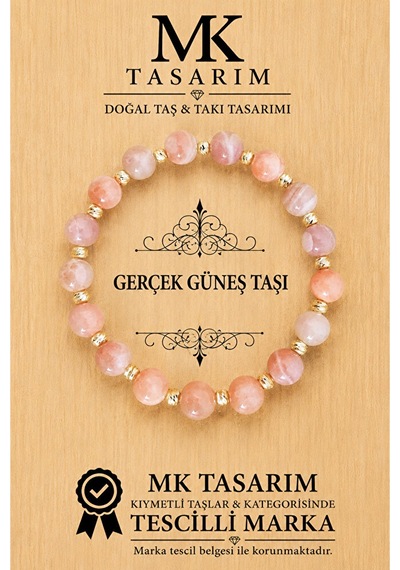 Mk Tasarım Gerçek Güneş Taşı Bileklik Mk.7000.850- Rahatlık-dinginlik-enerji- Stres Bilekliği Çok Renkli